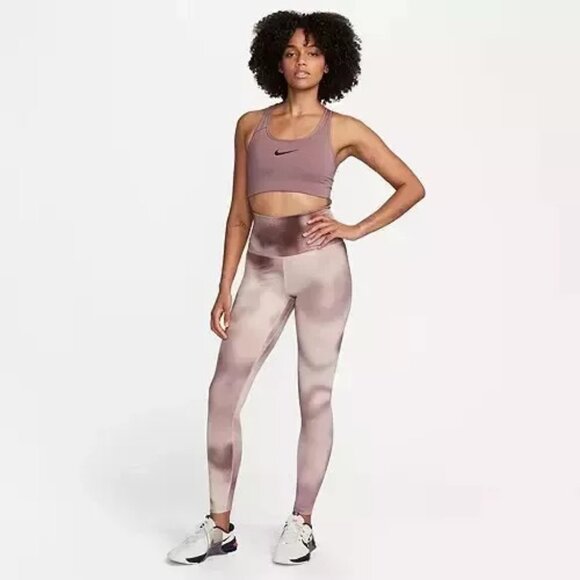 New Nike Dri-FIT High Rise Training Leggings FQ6260-208 Mauve Full Length Small - Picture 1 of 15
